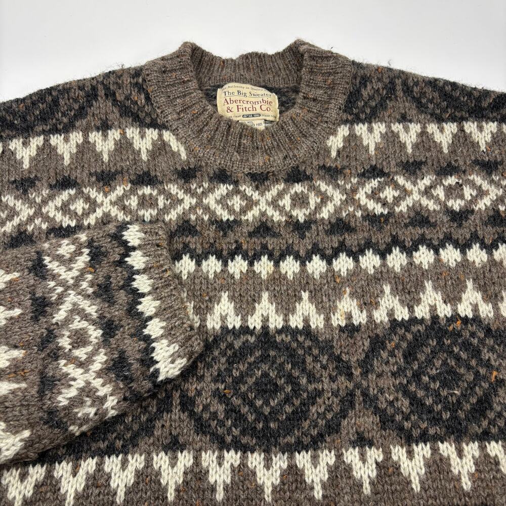 Abercrombie & Fitch Brown and Cream Patterned Sweater